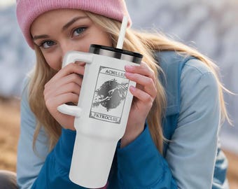 Song Of Achilles Patroclus Laser Engraved Christmas Travel Mug Tumbler gift Bookish Booktok Greek Mythology Homer Iliad Library gift for bbf