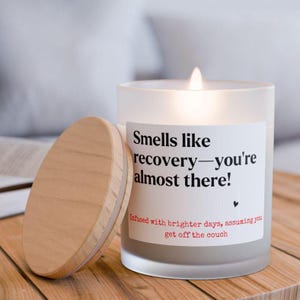 Encouragement Personalised Recovery Get Well Soon Candles Funny Gift for Friend Cozy Care Post Surgery Recovery Gift Frosted Glass Candle