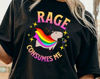 Rage Consumes Me Capybara Shirt: Funny Retro Meme Tee
