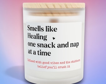 Velas de recuperación y curación para recuperarse pronto, regalo divertido para un amigo a larga distancia, cuidado acogedor, regalo de recuperación posoperatoria, vela de vidrio esmerilado, 11 oz