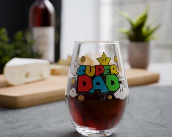 Super Dad Stemless Wine Glass Gift for my dad for Father day, Funny Christmas dad Gift, Gift for Dad, new dad, first time dad gift from wife