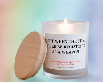 Funny Cat Lover Candle: Scent of Cat Hugs, Wooden Wick