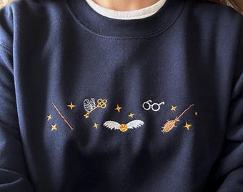 Embroidered sweatshirt Wizard, Book sweatshirt, Bookish sweatshirt, Fantasy sweatshirt, Birthday gift, School of Magic, Gift for him