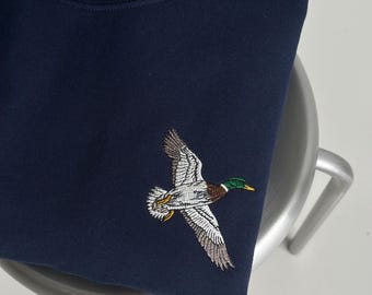 Mallard Duck Sweater, Hunting Embroidered Crewneck Sweatshirt, Duck Hoodie, Duck Shirt, Gift for men