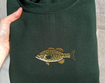 Smallmouth Bass Fish Sweater, Fishing Sweatshirt, Fish Hoodie, Fishing Gifts for Men, Embroidered Fish Crewneck Sweatshirt, Fishing Shirt
