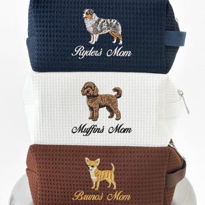 Gepersonaliseerd wafelvormig tasje voor hondenmoeders, op maat gemaakt met 36 hondenrassen, op maat geborduurd make-uptasje voor honden