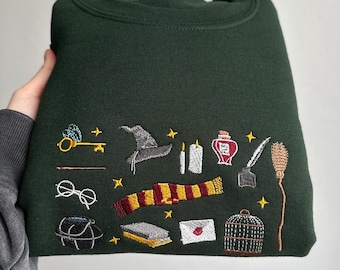 Wizard Embroidered Sweatshirt, Magic Hoodie, Fantasy Crewneck, Witchy Fall Shirt, Cozy Christmas Gift, Bookish Embroidered Tshirt