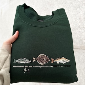 Sweat Texas Slam pêche, Redfish Speckled Trout Flounder brodé, pull pêcheur, cadeau homme pêche, vêtement pêche brodé