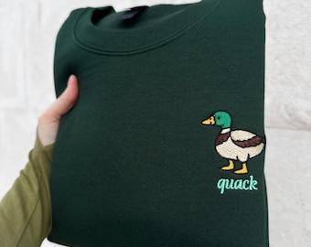 Mallard Duck Embroidered Sweatshirt, Cozy Wildlife Hoodie, Nature Lover Crewneck, Duck Lover Gift, Fall Outdoor Shirt
