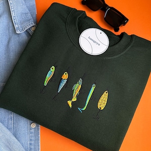 Vintage Fishing shirt, Baitfish Lures hoodie, Fishing gifts, Fishing sweatshirt crewneck, Fly fishing fishhook, Birthday Gift for Dad