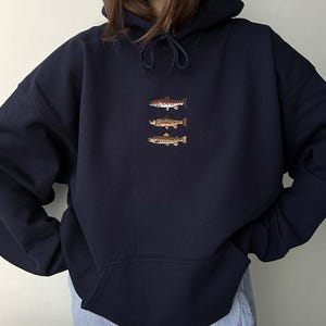 Fishing Shirt, Trout Grand Slam Hoodie, Fisherman Aesthetic, Embroidered Sweater, Fish Shirt, Vintage Sweatshirt, Fishing Gifts For Men image 8