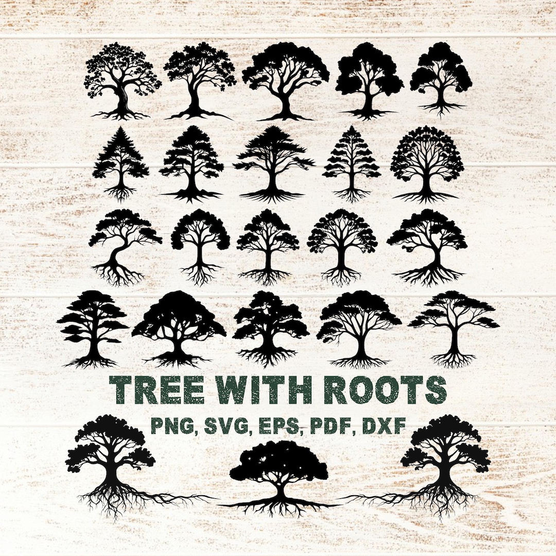 Tree With Roots SVG Bundle, Silhouette Cut File Cricut, Nature ...