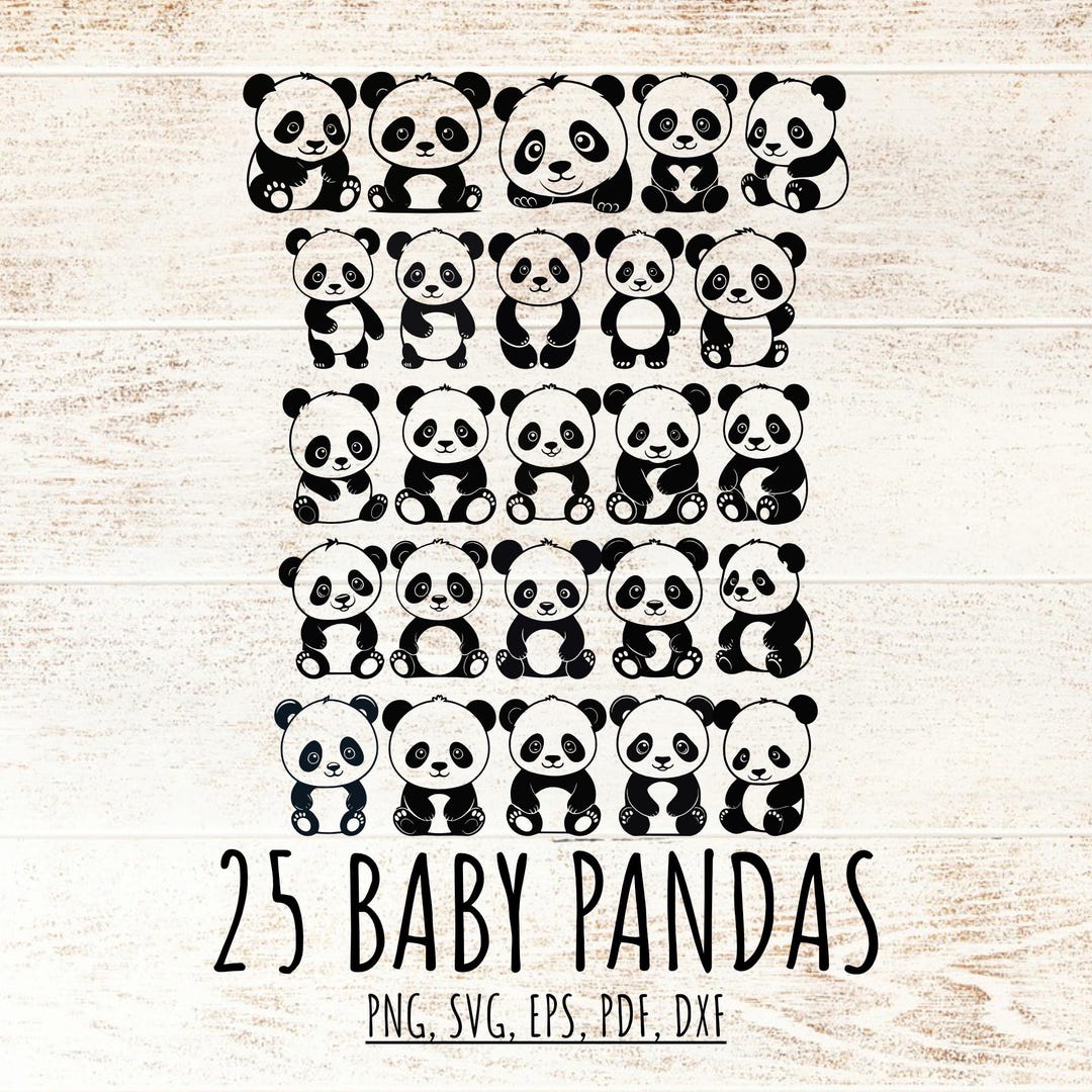 Baby Panda SVG Bundle, 25 Cut Files for Nursery Decoration Children ...