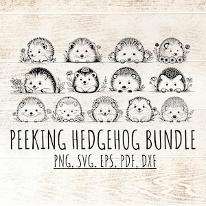 Peeking Igel Umriss SVG-Bundle, niedliche Waldtier-Schnittdateien für Scrapbooking, Kartenherstellung-Vinyl-Aufkleber, Kleidung für POD kommerzielle Nutzung