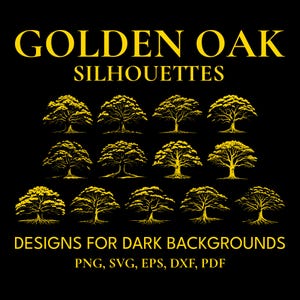 Golden Oak Tree Roots SVG-bundel, 13 silhouetgesneden bestand DXF, Nature Craft School Project, Family Tree of Life PNG, Old Oak Journal notebook