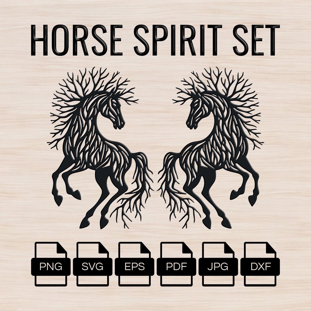 Spirit Riding Svg Horse Spirit Set SVG PNG, Horse Tree Design DXF, Laser Engraving for ...