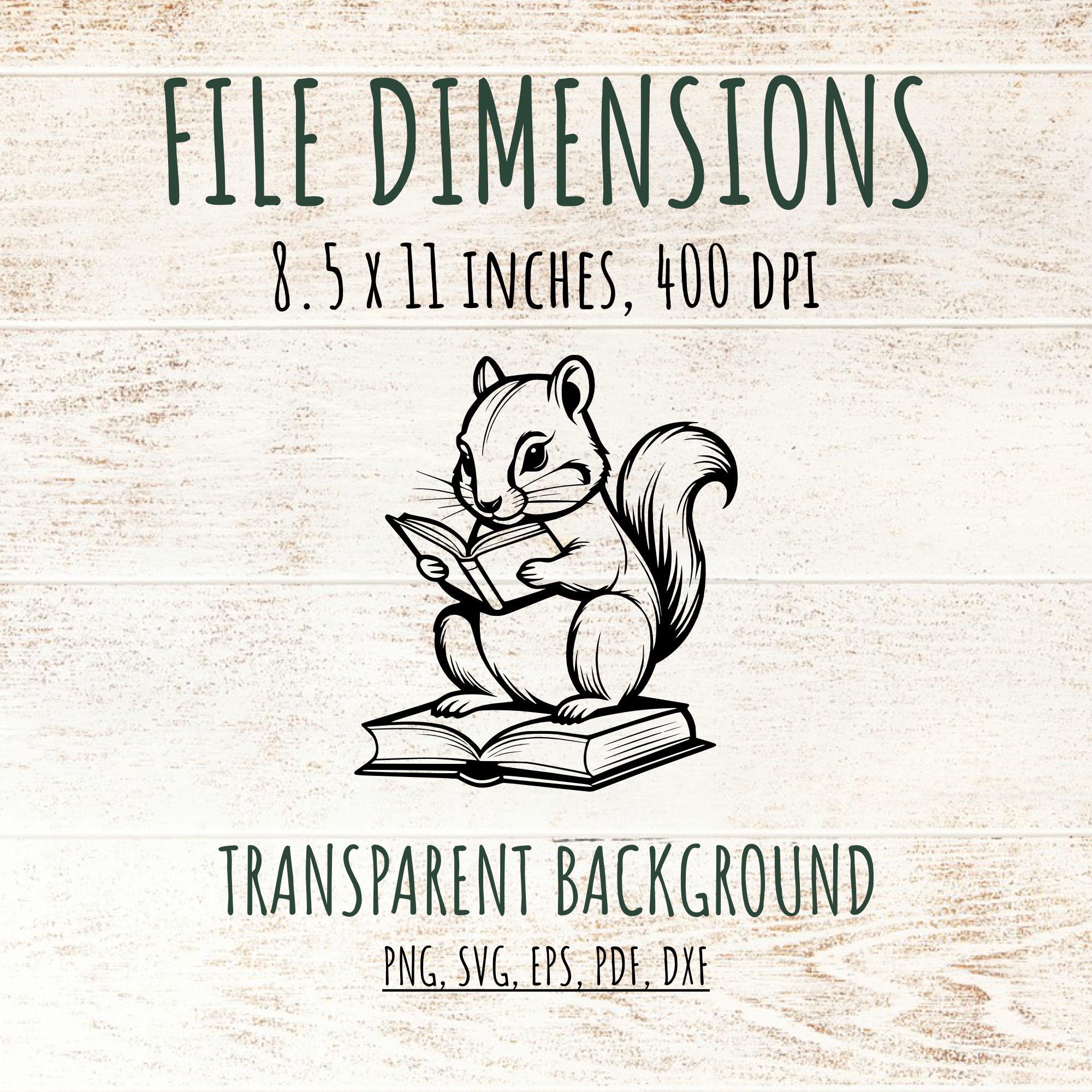 Chipmunk Reading Book SVG PNG Bundle, Bookworm Squirrel Literary Club ...