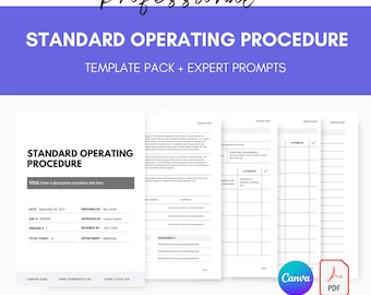 2023 Standard Operating Procedure Template | Professional SOP Template | Printable Document with Prompts | Procedure | Canva & PDF Editable