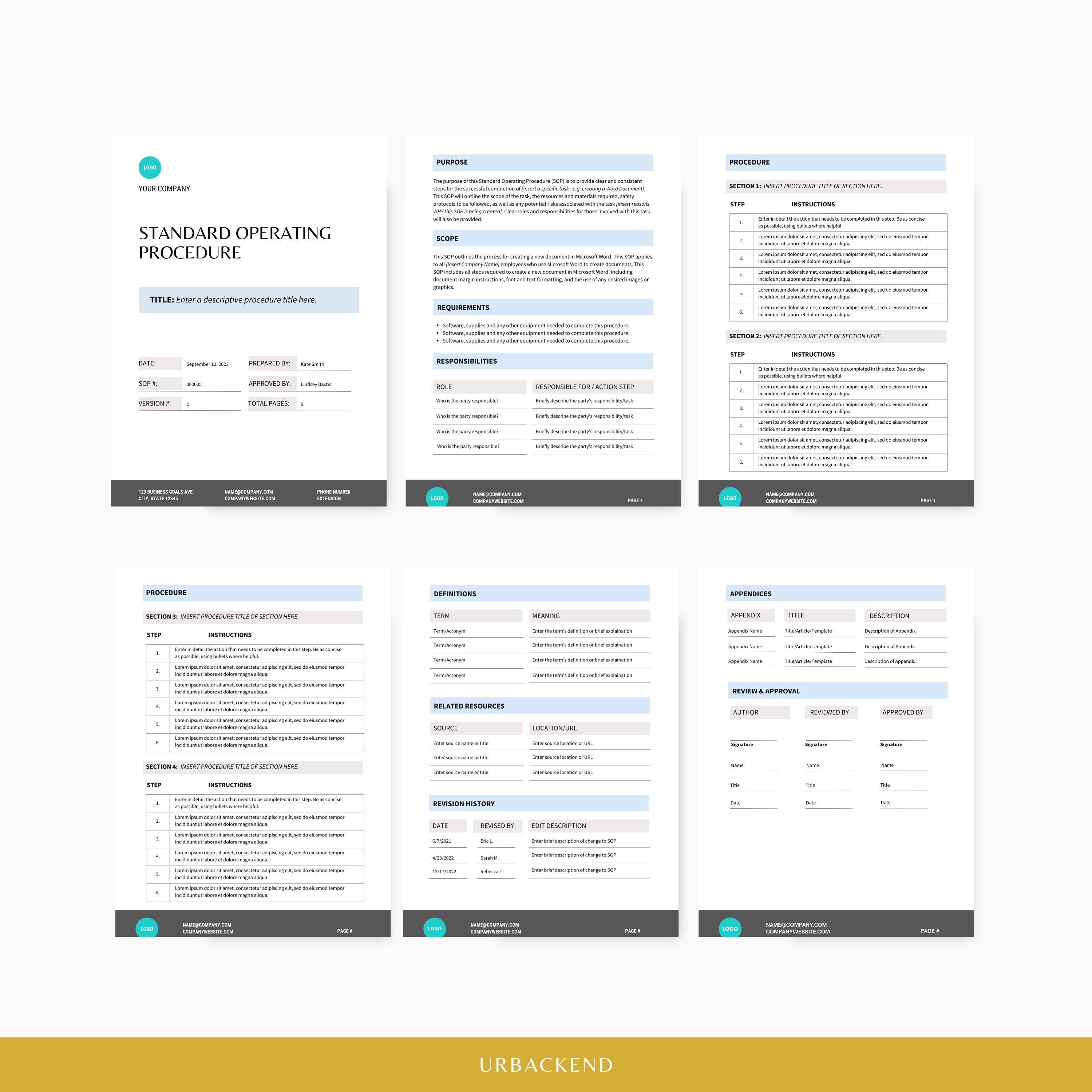 Standard Operating Procedure Template | SOP Template | Editable ...