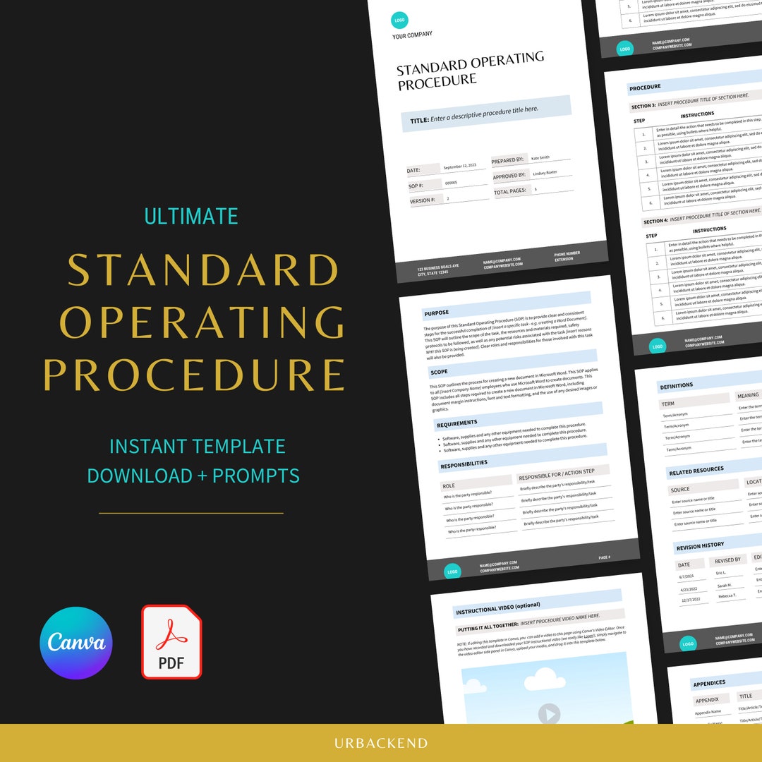 Standard Operating Procedure Template | SOP Template | Editable ...
