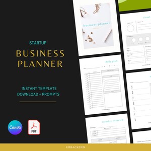 Startup Business Planner Template: Canva Editable, Printable PDF