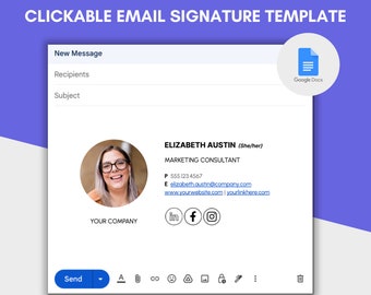 Minimalist Email Signature Template: Clickable Design, Google Docs (eBook)