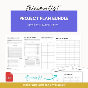 Minimalist Project Planner Template: Remote Work Project Tracker (Printable PDF)