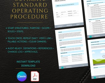 Plantilla de POE: Procedimiento operativo estándar editable (Canva y PDF)