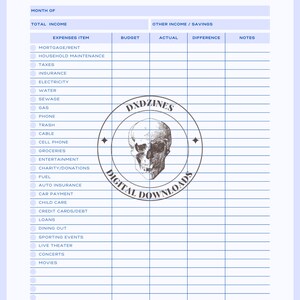 Monthly Budget | Instant digital download | PLANNER