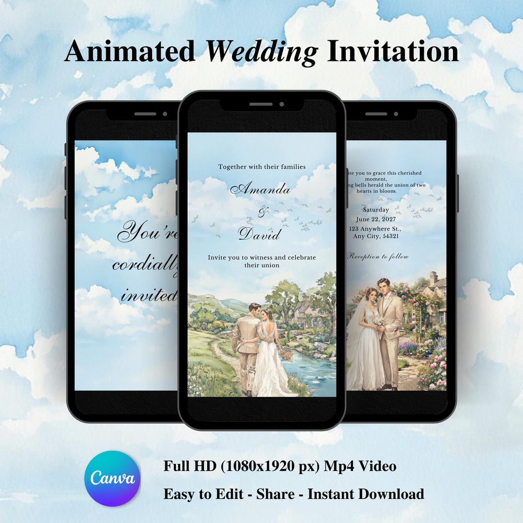 Digital Animated Wedding Invitation, Countryside Wedding Video ...