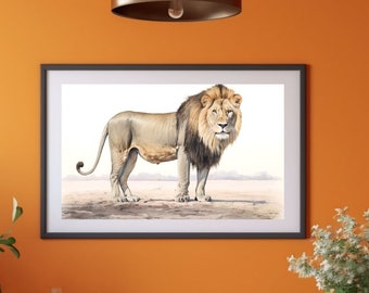 Edler Löwe Leinwand, Motivationsposter, Löwe-Wohnzimmerdekor, König der Dschungelkopf-Tiermalerei abstrakte männliche Geburtstagssafari
