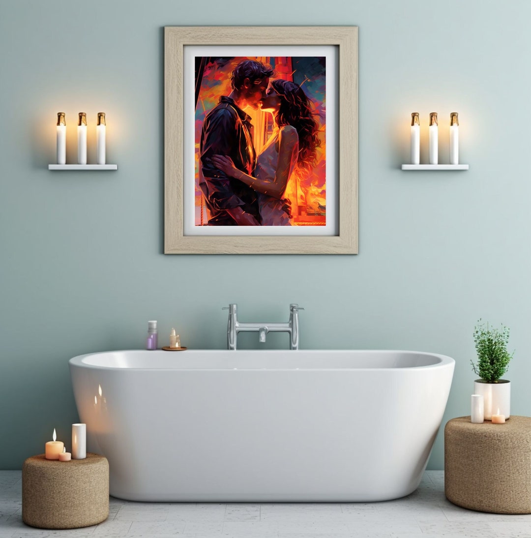 Romantic Couple Kissing Wall Art Romantic Couple Canvas Etsy