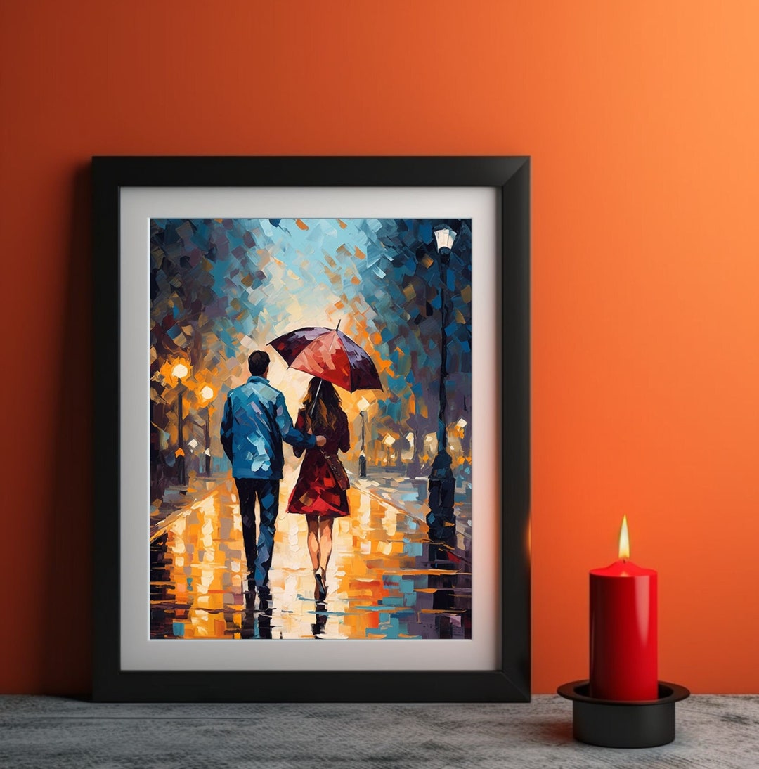 Joe Davies Romantik-Figuren: Verliebtes Paar Unter Regenschirm - Deko-Skulptur Für Zuhause