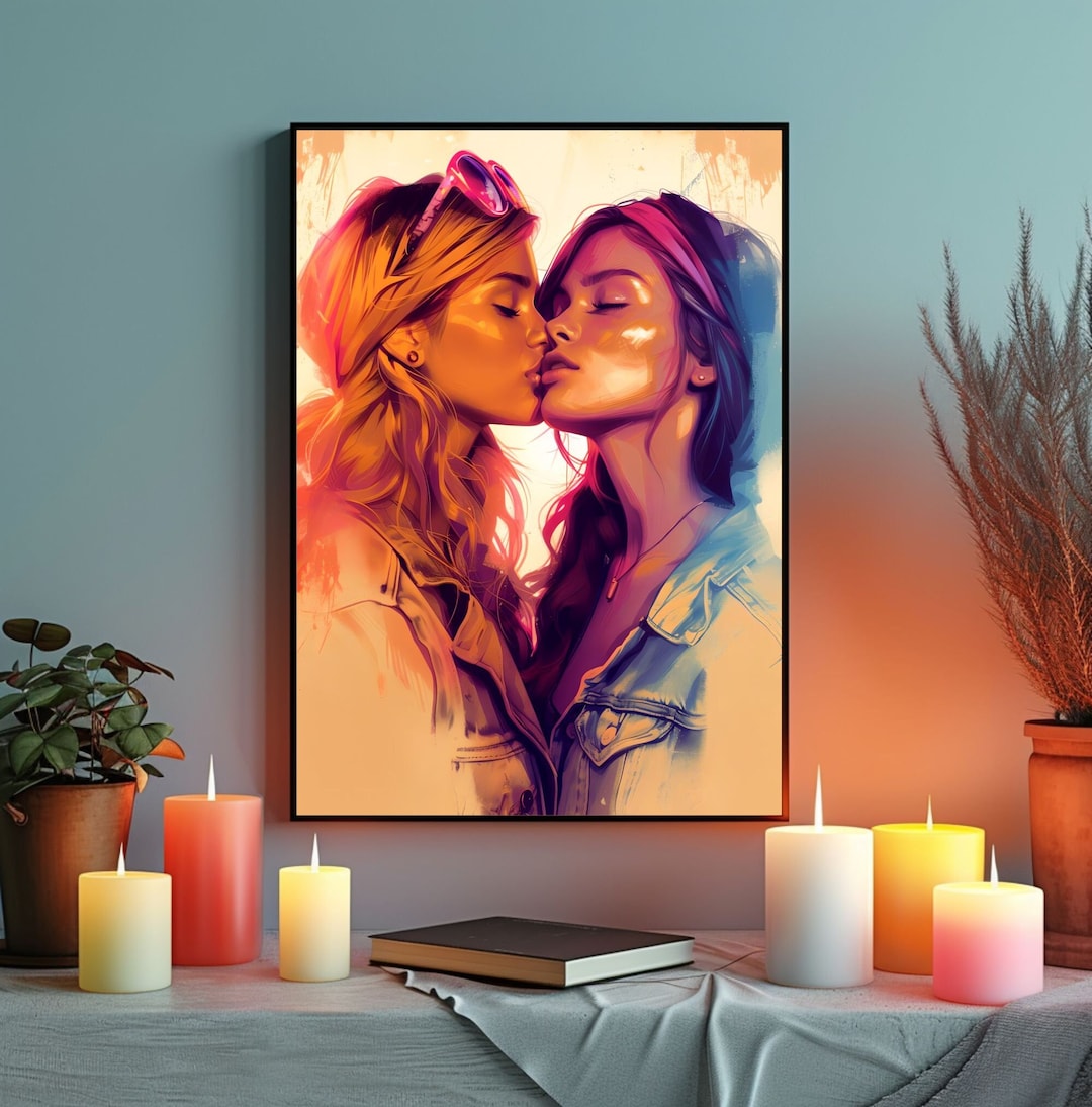 Hot Summer Kiss College Lovestory Lesbian Pink Brunette And Blonde Photo Inspiration