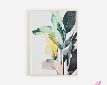 Tropical Wall Art, Modern Art Palm Print, Leaves Wall Art, Leaf Print, Tropical Plant Print, Exotic Greenery, Minimalist Décor, Coastal Art