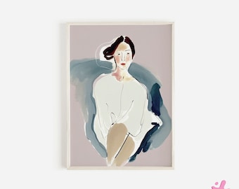 Abstrakte Menschen Wandkunst, moderne abstrakte Kunst, Mid-Century-Kunst, abstrakte Wandkunst, minimalistischer Druck, Wohnzimmer Wandkunst, Wanddekoration