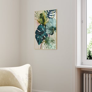 Tropical Leaves Print, Set of 3 Art Prints, Watercolour Green Palm Leaf ...