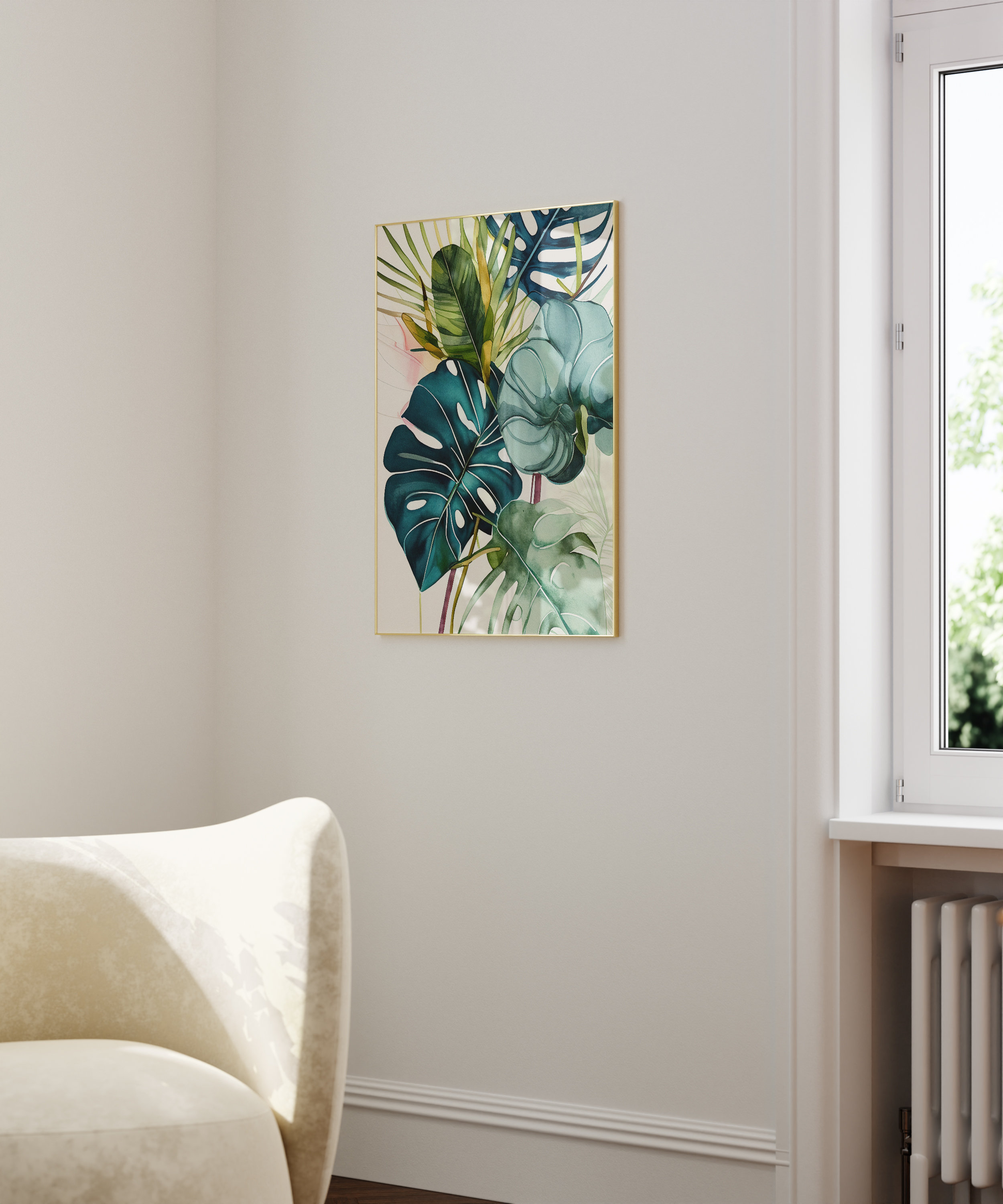 Tropical Leaves Print, Set of 3 Art Prints, Watercolour Green Palm Leaf ...
