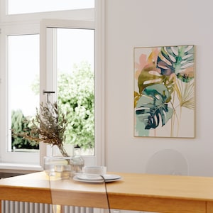 Tropical Leaves Print, Set of 3 Art Prints, Watercolour Green Palm Leaf ...
