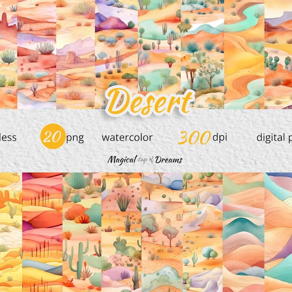 20 Pack of High Resolution Desert Seamless Tiles Pastel Colors, Digital Pattern, Clothing Pattern, Craft Pattern, Scrapbooking