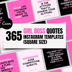 365 Girl Boss Quotes / Modelli di post Instagram Boss Babe / Citazioni motivanti per le donne / Modelli Canva modificabili / Formato quadrato