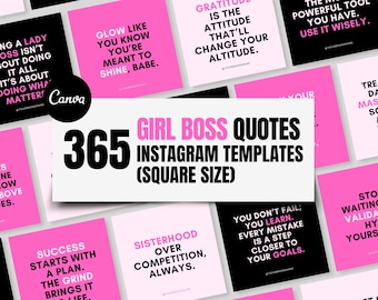 Girl Boss Instagram Post Templates: Empowering Quotes (Canva Editable, Digital Download)