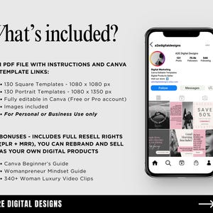 Female Entrepreneur Instagram Templates: Business Coach Social Media Posts (Canva Editable Digital Download) image 3
