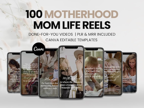 Motherhood Quotes Instagram Reels: Canva Templates (PLR & MRR)