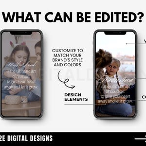 May include: A digital design template for a social media post featuring a photo of a mother and daughter with the text "Motherhood is the ultimate act of courage: to give your heart away and let it grow."