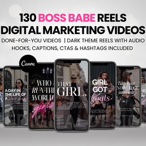 130 Reel Instagram Boss Babe con didascalie / Reel di lusso / Reel Instagram pronti all'uso / Video di marketing digitale / Canva modificabile / DFY
