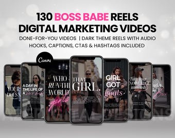 130 Boss Babe Instagram Reels, Digital Marketing Videos, Canva Editable, Woman Entrepeneur Videos, Girl Boss Social Media, Boss Babe Reels