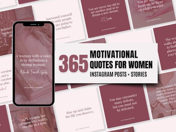 365 Motivational Quote Instagram Post and Story Templates for Women | Canva Editable Instagram Posts | Pink Theme | Lady Boss | Boss Babe