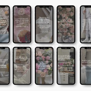 May include: A collage of 10 phone screens with text overlays about digital marketing and making money online. The text includes phrases like "Ready to take control of your future?" and "It's not JUST about starting a business, it's about..."