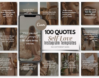 100 Self-Love Quotes Instagram Templates | Self-Care Quotes | Canva Editable | Positive Quotes | Motivational Quotes | Wellness Quotes